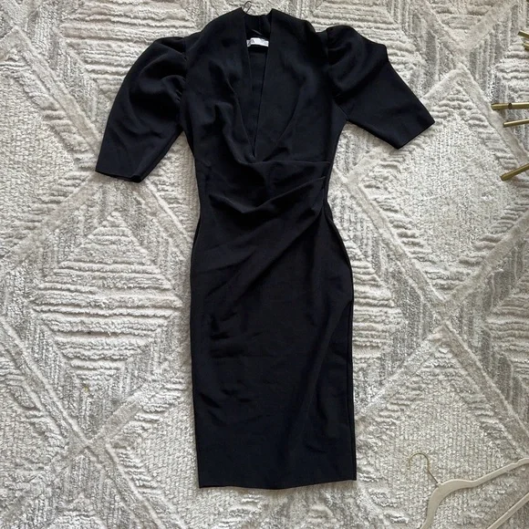 ZARA Black Bodycon Midi Dress - Picture 4 of 5